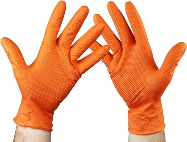 GUANTE NITRILO DIAMANTADO CAJA 500u - NEGRO Y NARANJA
